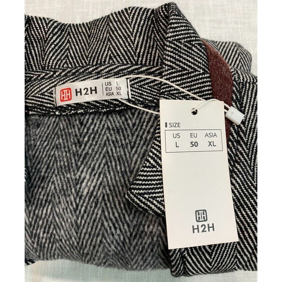 H2O - Maroon Shirt and tweed grey Street Fashion button front men's Top size L - Picture 4 of 4